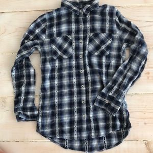 Justice size 10 blue plaid patterned flannel shirt